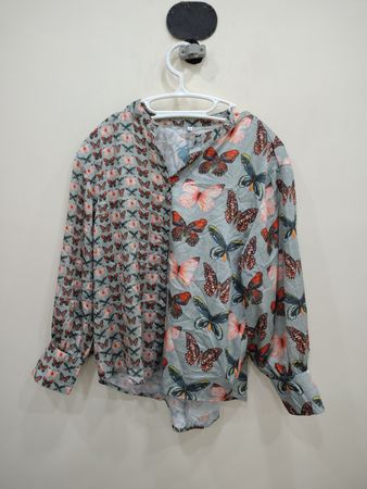 Printed Butterfly Long Sleeve Blouse