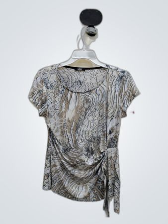 MSK Gray and Beige Patterned Top