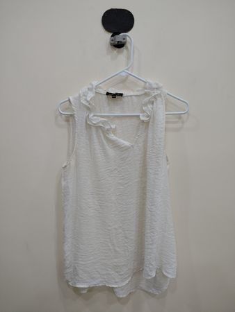 Melissa Paige White Ruffle Sleeveless Blouse
