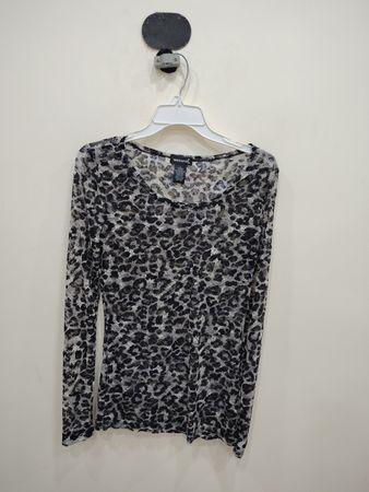 Wet Seal Sheer Leopard Print Long Sleeve Blouse