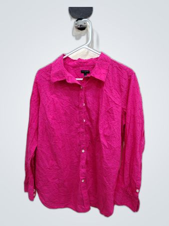 Talbots Pink Textured Long Sleeve Button-Up Shirt