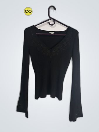 WOW Couture Black Bell Sleeve Knit Top