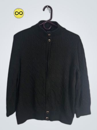 Chaps Black Knit Cardigan
