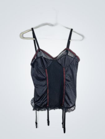 Black Corset Top with Red Trim