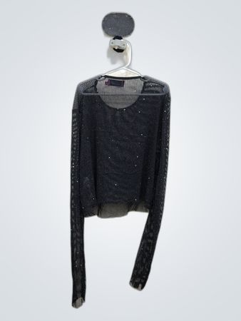 Edited Black Sheer Sequined Blouse