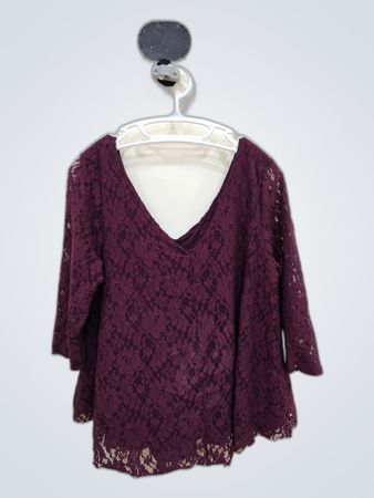 American Eagle Purple Lace V-Neck Blouse