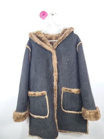 Gray Fur-Trimmed Coat