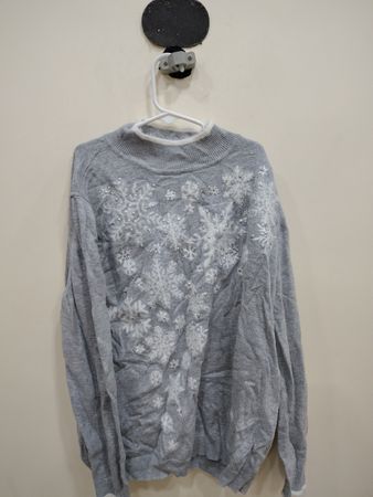 Alfred Dunner Petite Snowflake Embroidered Turtleneck Sweater