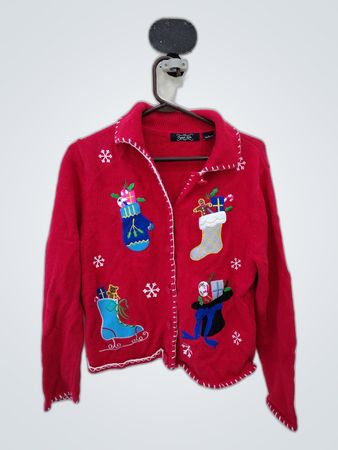 Crystal Kobe Red Holiday Knit Cardigan