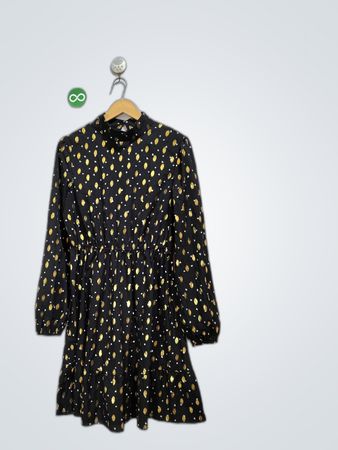 SHEIN Black Gold Polka Dot Mini Dress