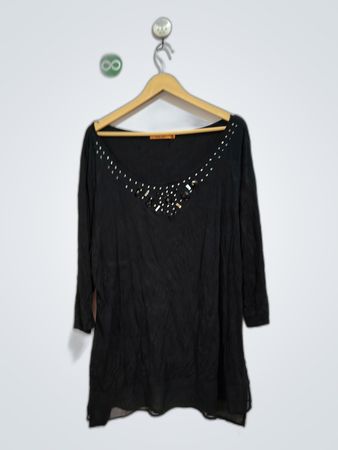 Bellini Black Beaded Sheer Blouse