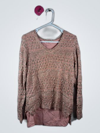 Pink Sequin Knit Sweater