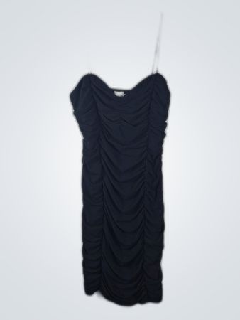 Black Strapless Ruched Mini Dress