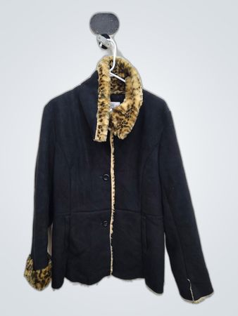 Liz Claiborne Black Fur Trim Coat