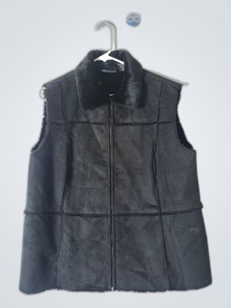 Relativity Black Suede Fur Trim Gilet