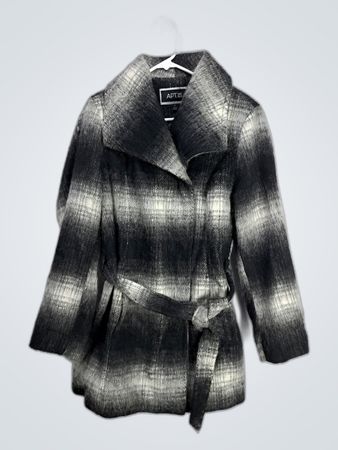 Apt. 9 Gray Plaid Belted Coat