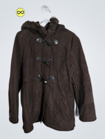 Unbranded Brown Suede Hooded Toggle Jacket