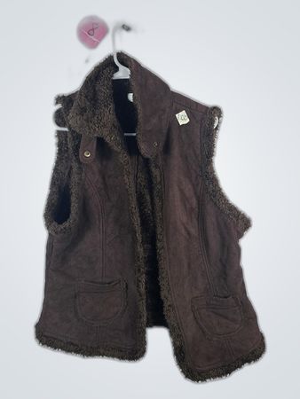 Maurices Fur Trimmed Suede Waistcoat
