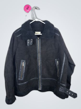 Black Suede Jacket with Fur Collar