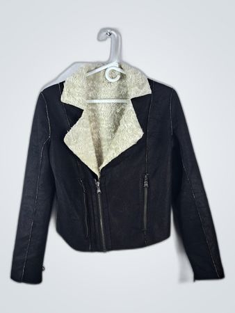 Black Leather Jacket with Fur Lining