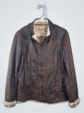 Brown Leather Jacket with Fur Lining