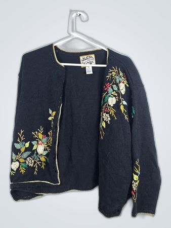 Heirloom Collectibles Black Embroidered Sweater