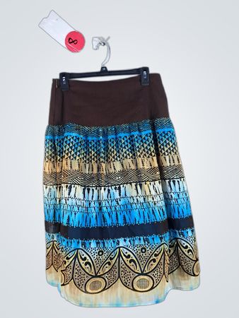 Brown and Blue Patterned Skirt