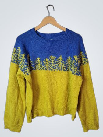Blue and Yellow Knit Sweater