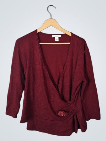 Dressbarn Burgundy Wrap Cardigan