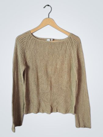 Anne Klein Beige Ribbed Knit Sweater