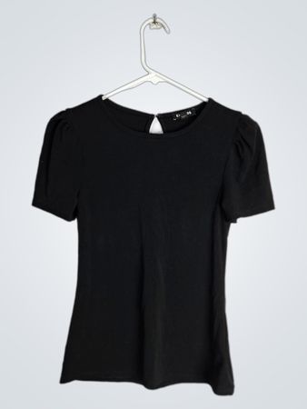 Express Black Puff Sleeve Keyhole Top