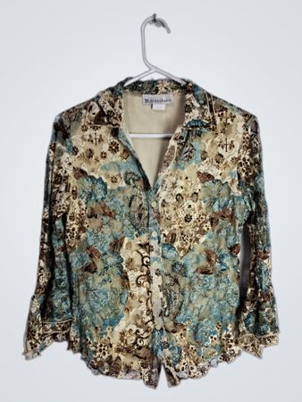 Dressbarn Floral Print Long-Sleeve Blouse