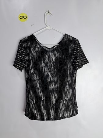 Calvin Klein Black and White Striped Short Sleeve Top