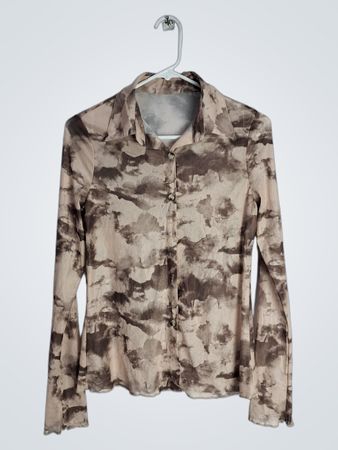 Brown Tie-Dye Long Sleeve Shirt