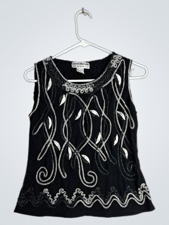 Lauren Michelle Beaded Black Top