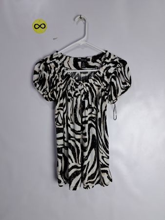 Style & Co. Petite Black and White Animal Print Blouse