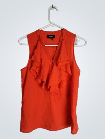 B.Wear Orange Ruffled Sleeveless Top