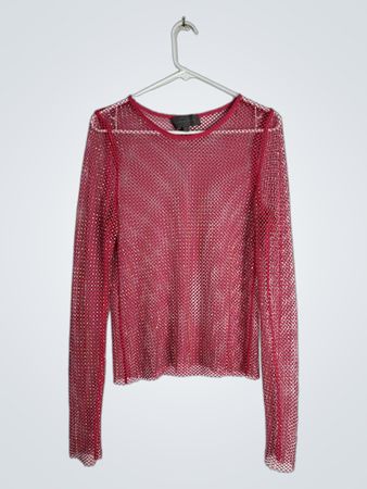 Pink Mesh Long-Sleeve Top