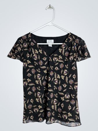 LOFT Floral Print Chiffon Blouse
