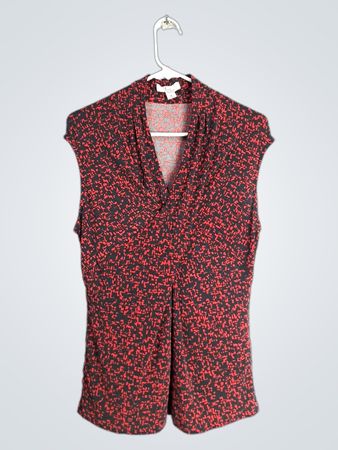 Dressbarn Y Vers Sleeveless Geometric Print Blouse