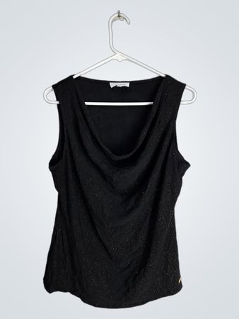 Calvin Klein Black Sequined Cowl Neck Top