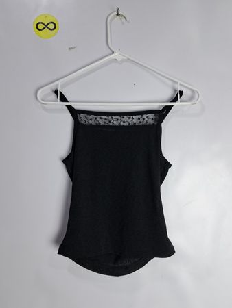 Black Tank Top with Lace Trim