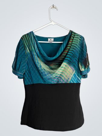 WORTHINGTON Women's Large Blue and Black Top