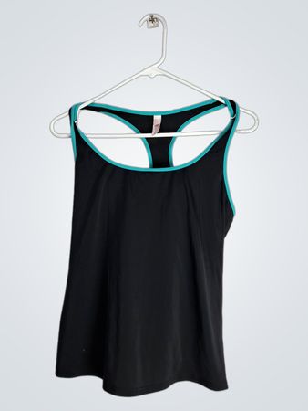 Black Tank Top with Teal Trim