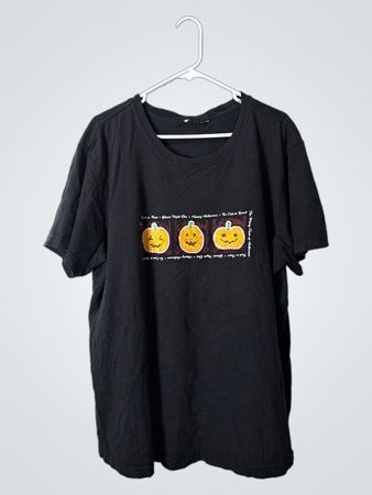 Black Halloween T-Shirt with Pumpkin Design