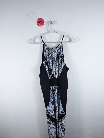New York & Company Black and Blue Paisley Maxi Dress