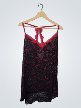 Black and Red Lace Chemise