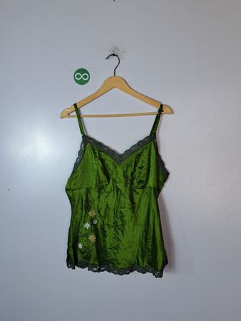 Daisy Fuentes Green Satin Cami Top