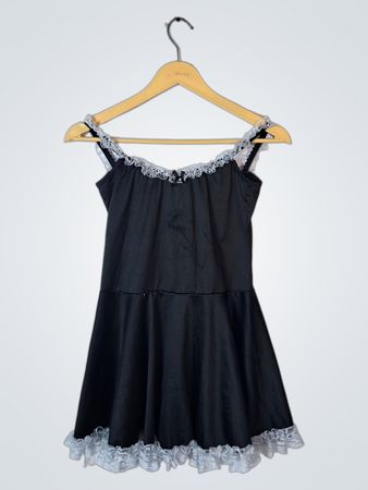 Black Dress with White Lace Trim
