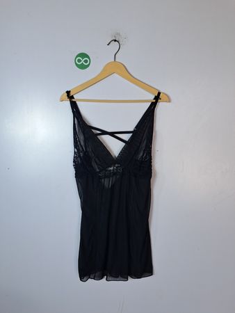 Black Sheer Lace Trim Camisole